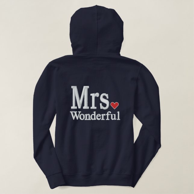 Personalize Mr & Mrs Embroidery Embroidered Gear Embroidered Hoodie (Design Back)