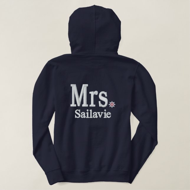 Personalize Mr & Mrs Embroidery Embroidered Gear Embroidered Hoodie (Design Back)
