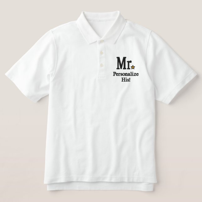 Personalize Mr & Mrs Embroidery Embroidered Gear Embroidered Polo Shirt (Design Front)