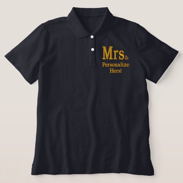 Personalize Mr & Mrs Embroidery Embroidered Gear Embroidered Polo Shirt (Design Front)