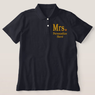 Personalize Mr & Mrs Embroidery Embroidered Gear Embroidered Polo Shirt