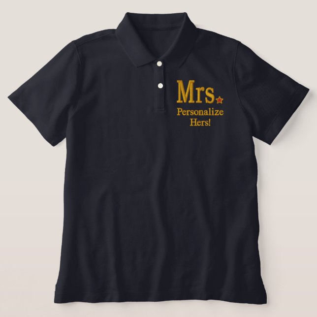 Personalize Mr & Mrs Embroidery Embroidered Gear Embroidered Polo Shirt (Design Front)