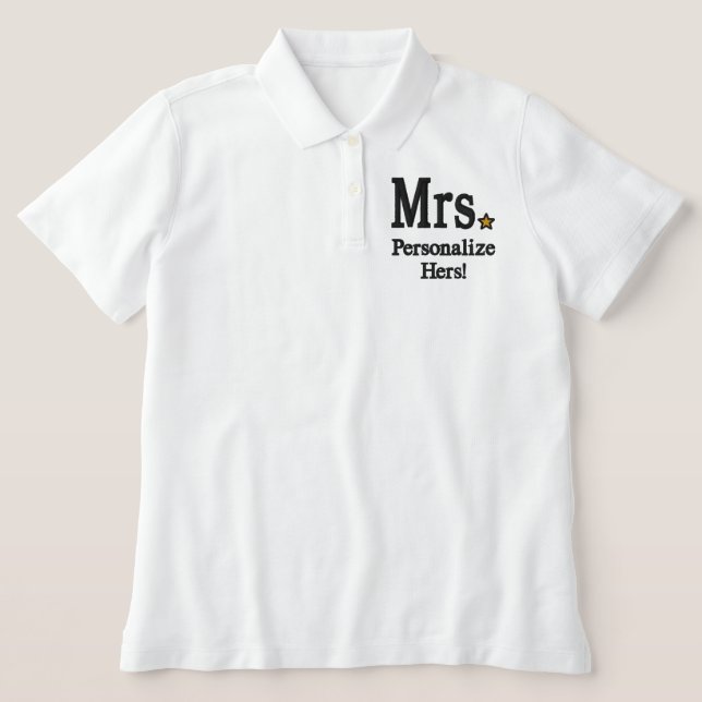 Personalize Mr & Mrs Embroidery Embroidered Gear Embroidered Polo Shirt (Design Front)