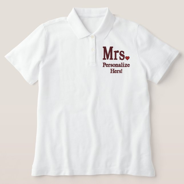 Personalize Mr & Mrs Embroidery Embroidered Gear Embroidered Polo Shirt (Design Front)