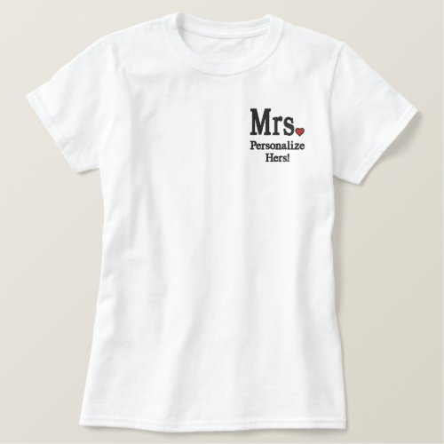 Personalize Mr  Mrs Embroidery Embroidered Gear Embroidered Shirt