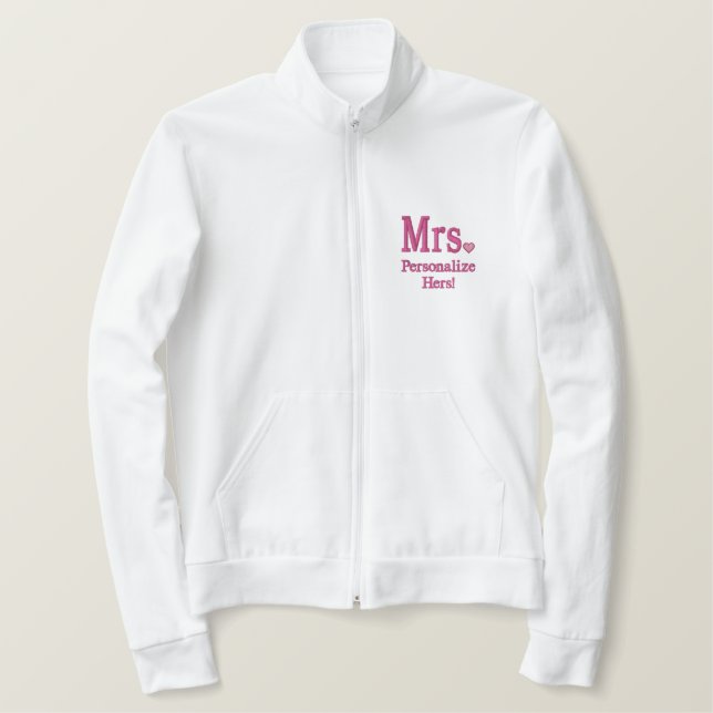 Personalize Mr & Mrs Embroidery Embroidered Gear Jacket (Design Front)