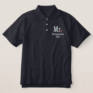 Personalize Mr & Mrs Embroidery Embroidered Gear Polo Shirt