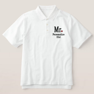 Personalize Mr & Mrs Embroidery Embroidered Gear Polo Shirt