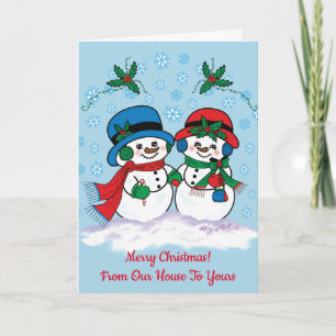 Personalize Mr. & Mrs. Frosty The Snowman Holiday Card
