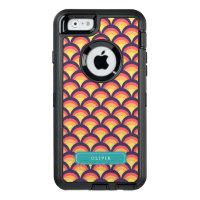 Personalize Multi-Color Waves Geometric Monogram OtterBox Defender iPhone Case