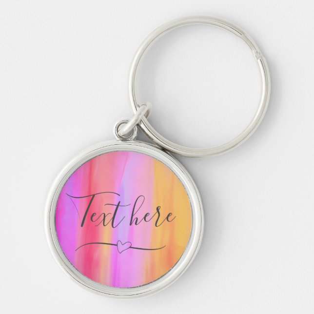 Personalize Multicolor Painted Button Keychain (Front)