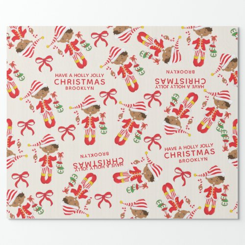 Personalize Multicultural Boy Elf Wrapping Paper