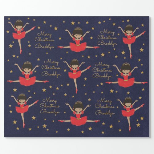 Personalize Multicultural Christmas Ballerina Wrapping Paper