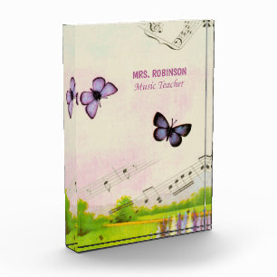 Personalize, Music Butterflies Thanks Teacher Acrylic Award