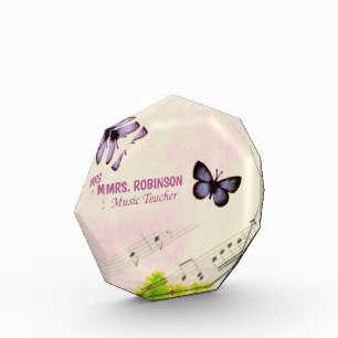 Personalize, Music Butterflies Thanks Teacher Acrylic Award