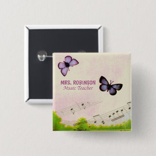 Personalize, Music Butterflies Thanks Teacher Button