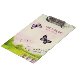 Personalize, Music Butterflies Thanks Teacher Clipboard