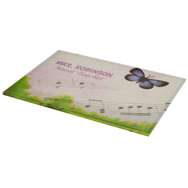 Personalize, Music Butterflies Thanks Teacher Cutting Board (Corner)