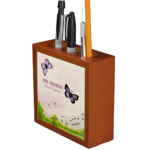 Personalize, Music Butterflies Thanks Teacher Desk Organizer