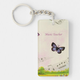 Personalize, Music Butterflies Thanks Teacher Keychain