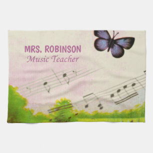 Personalize, Music Butterflies Thanks Teacher Kitchen Towel