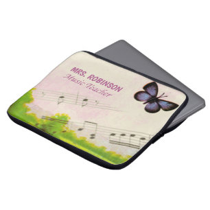 Personalize, Music Butterflies Thanks Teacher Laptop Sleeve
