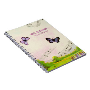 Personalize, Music Butterflies Thanks Teacher Notebook