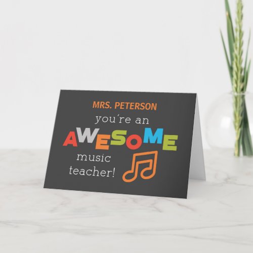 Personalize Music Butterflies Thanks Teacher Thank You Card