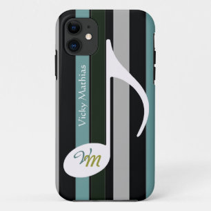 personalize musical note stripes iPhone 11 case