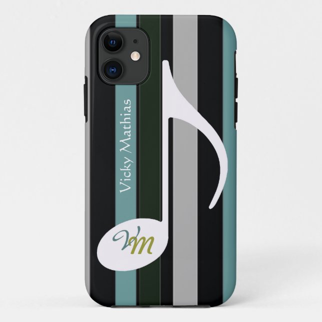 personalize musical note stripes Case-Mate iPhone case (Back)