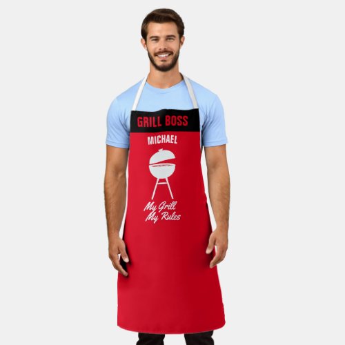 Personalize My Grill My Rules Funny BBQ Grill Chef Apron