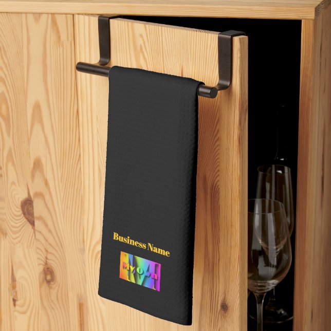 Personalize My Own Cafe Coffee Shop Black  Kitchen Towel (Thirds Fold)