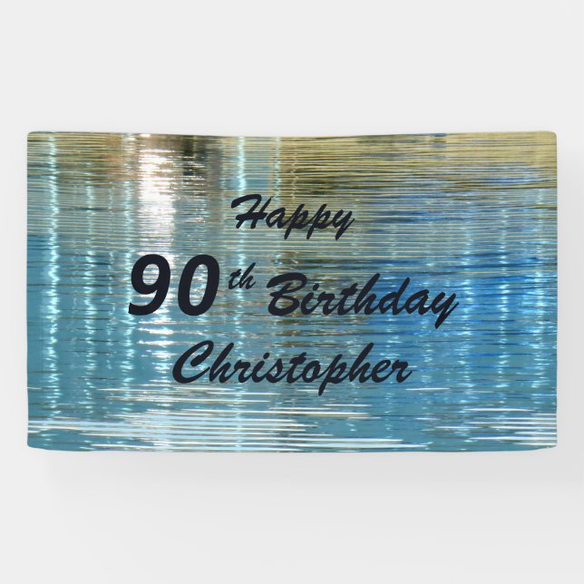 Personalize Name 90th Birthday Reflection in Lake Banner (Horizontal)