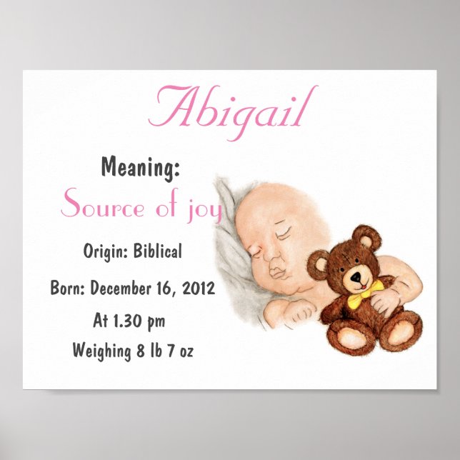 Personalize Name Abigail meaning keepsake Poster (Front)