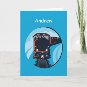 Personalize Name, Age 7th Birthday Train Card