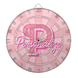 Personalize Name and Letter on Pastel Pink Color Dart Board