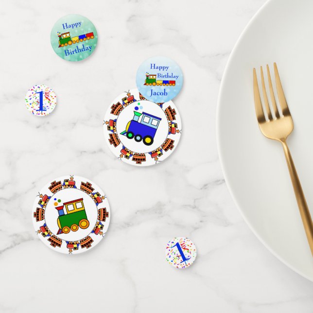Personalize Name and Year Choo Choo Train Birthday Confetti (Group)