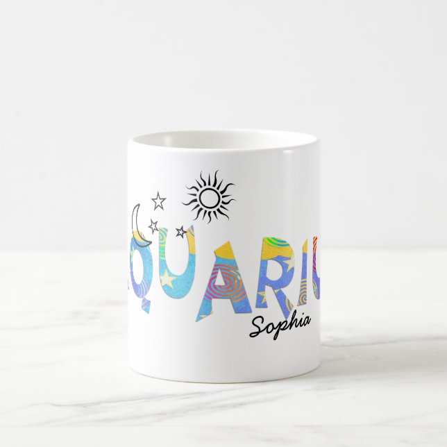 Personalize Name-AQUARIUS Birthday Zodiac Mug (Center)