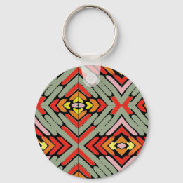 Personalize Name Artsy Southwestern Pattern Keychain