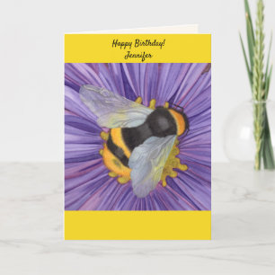 Personalize NAME Bee Honeybee Birthday Card