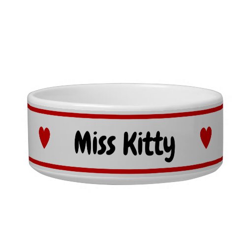 Personalize Name Between Red Hearts Bowl
