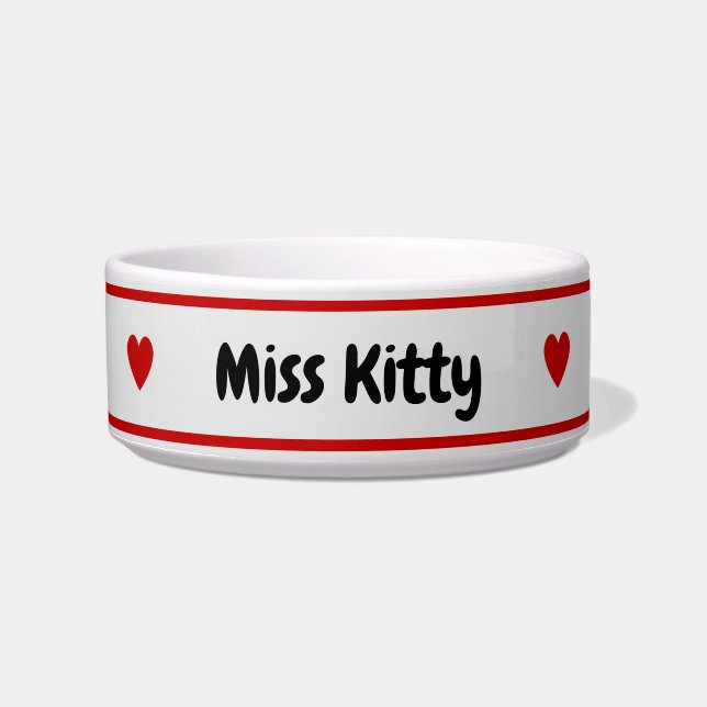 Personalize Name Between Red Hearts Bowl (Front)