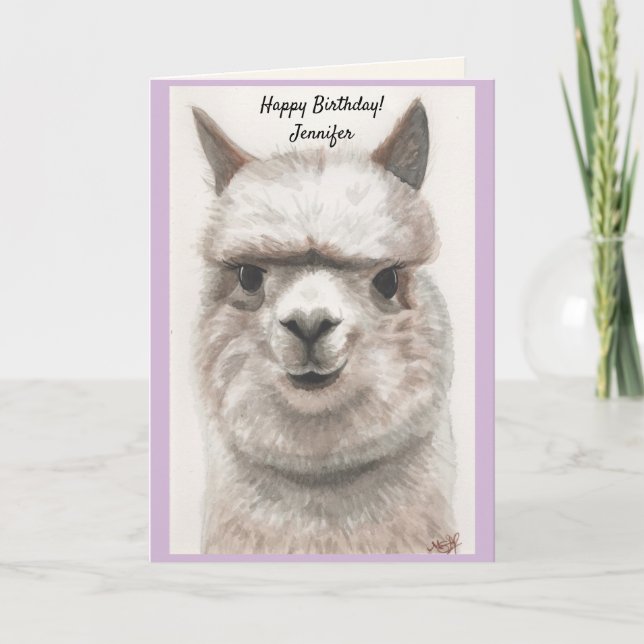 Personalize NAME Birthday Card Watercolor (Front)