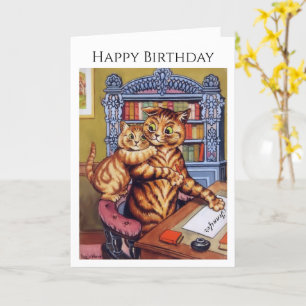 Personalize Name Birthday Cats Kitten Louis Wain Card