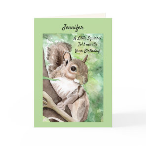 Personalize NAME Birthday Funny Squirrel Card
