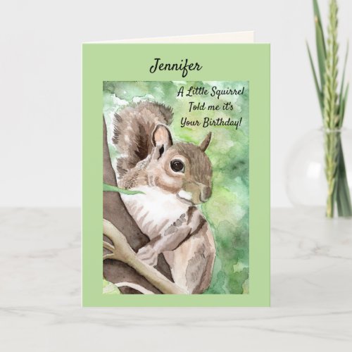Personalize NAME Birthday Funny Squirrel Card