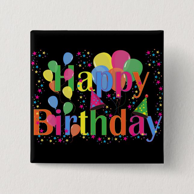 Personalize Name Birthday Party Celebration Art Button (Front)