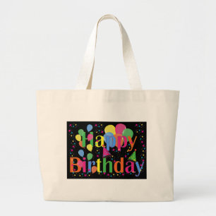 Personalize Name Birthday Party Celebration Art Large Tote Bag