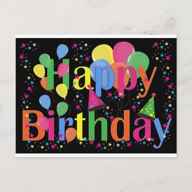 Personalize Name Birthday Party Celebration Art Postcard (Front)