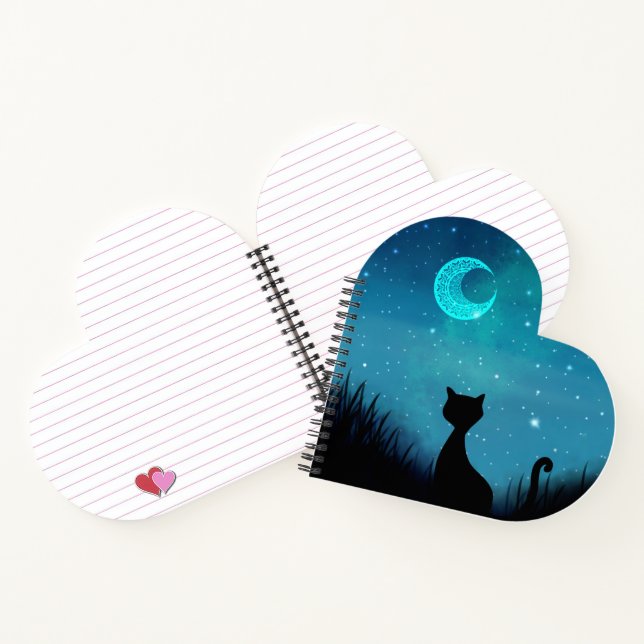 personalize name black cat Starry sky Notebook (Inside)